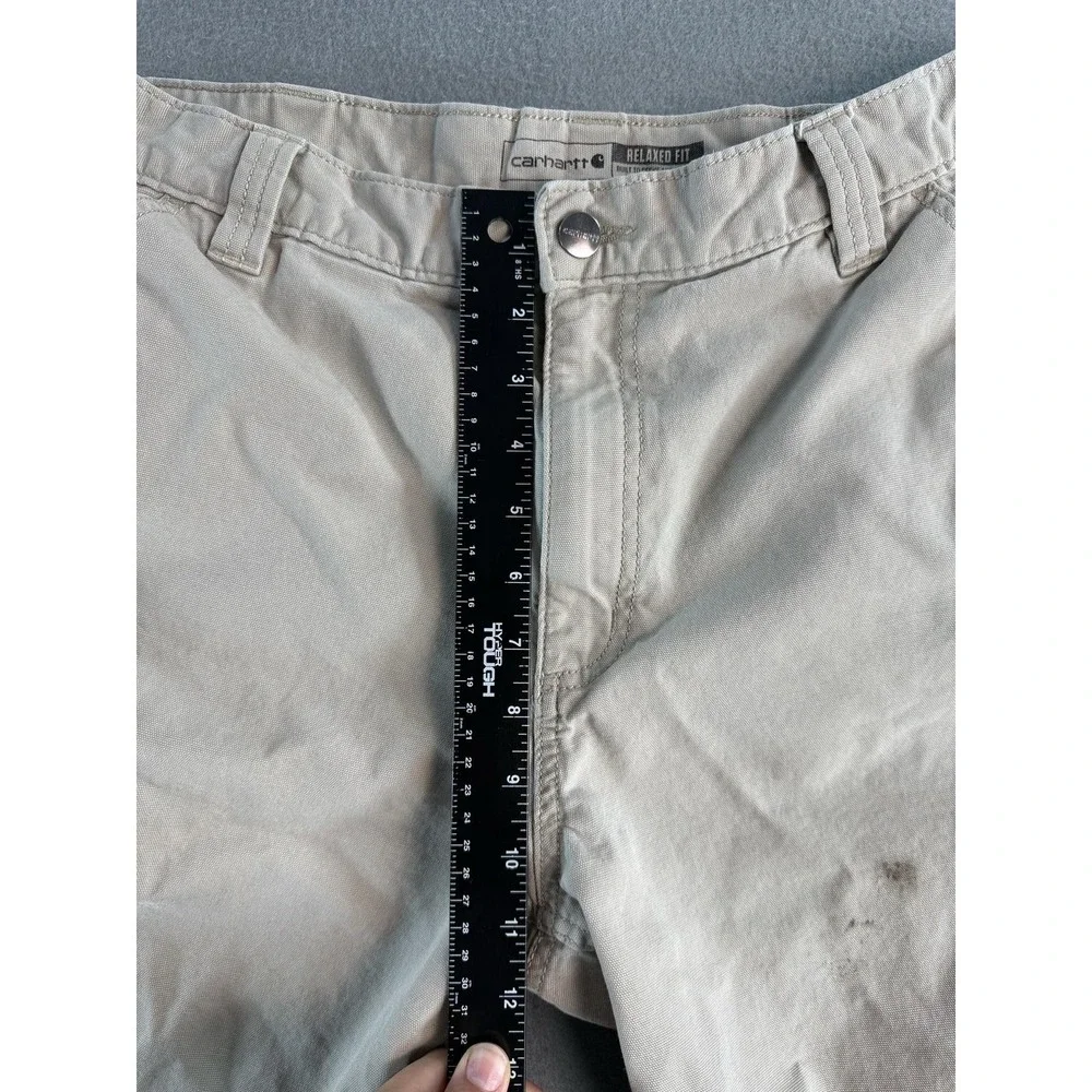 Carhartt Rugged Flex Shorts Mens 38 Beige Canvas Cargo 9 Inseam BS2514-M